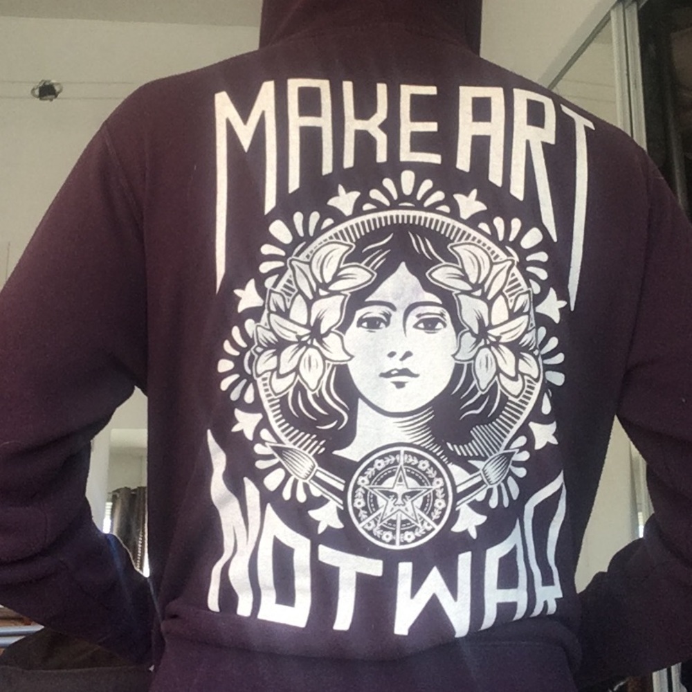 Obey make art not war zip hoodie
